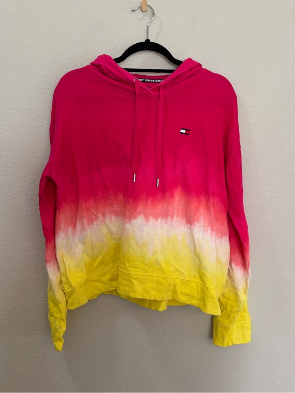 Tommy Hilfiger Sport Tie Dye Pink Yellow Ombre Tie Dye Hoodie Size Large